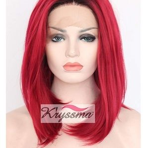 K'ryssma Short Bob Ombre Red Synthetic Lace Front